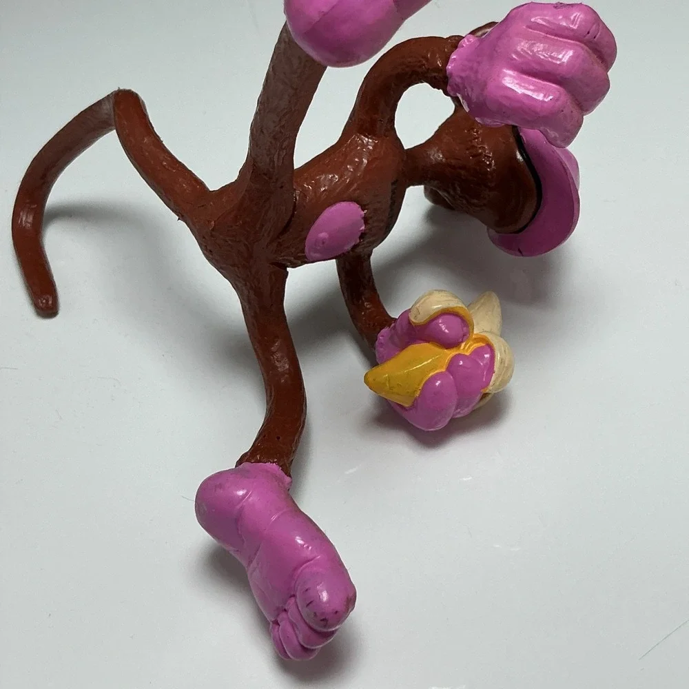 VINTAGE 1970s German Hoechst AG Promo Bendy Monkey Toy Figure Pink Face Banana